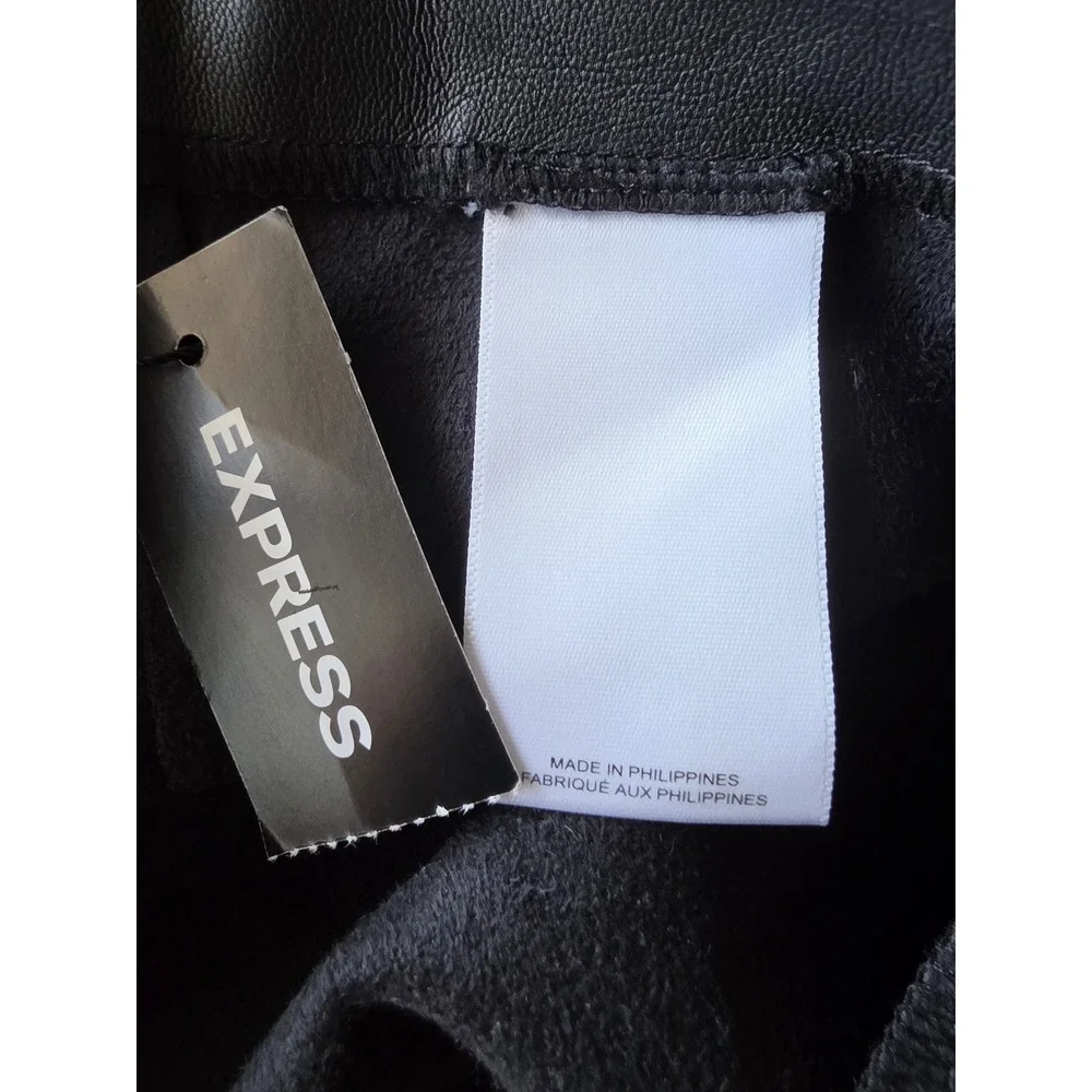 NWT‎ Express Women's Mini Skirt Size 12 Black Faux Leather Biker Moto